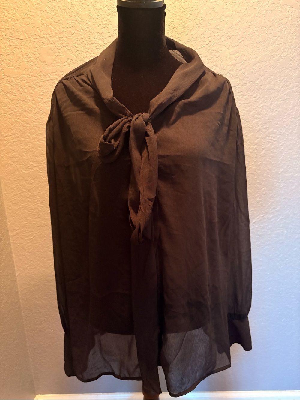 Old Navy Black Tie-Neck Sheer Blouse